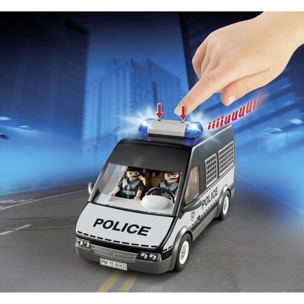 PLAYMOBIL 6043 Polisbil med siren och blinkande ljus, City Action Poliser, 56 stycken, För barn från 4 år och uppåt