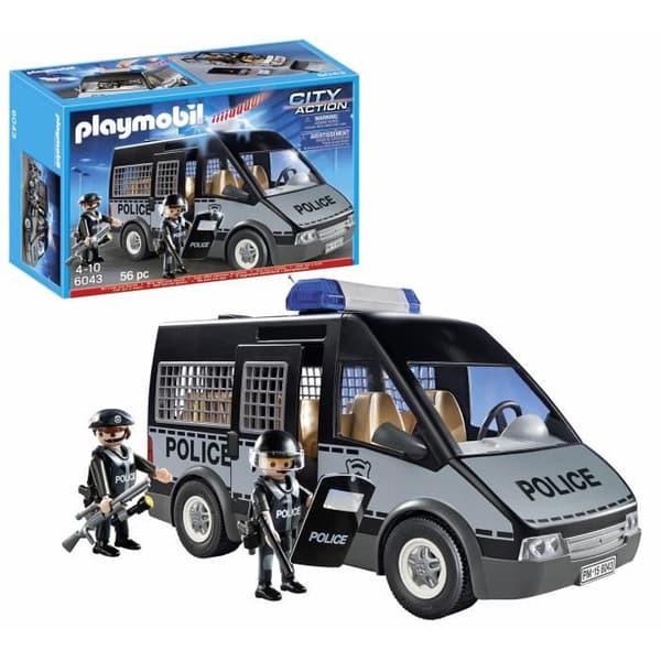 PLAYMOBIL 6043 Polisbil med siren och blinkande ljus, City Action Poliser, 56 stycken, För barn från 4 år och uppåt