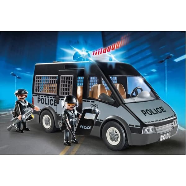 PLAYMOBIL 6043 Polisbil med siren och blinkande ljus, City Action Poliser, 56 stycken, För barn från 4 år och uppåt