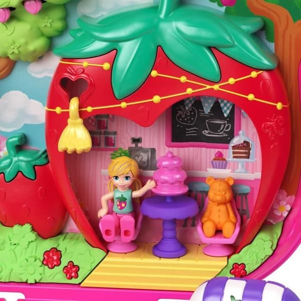 Polly Pocket-Strawberry Bear-Box och figuriner, reseleksak HRD35