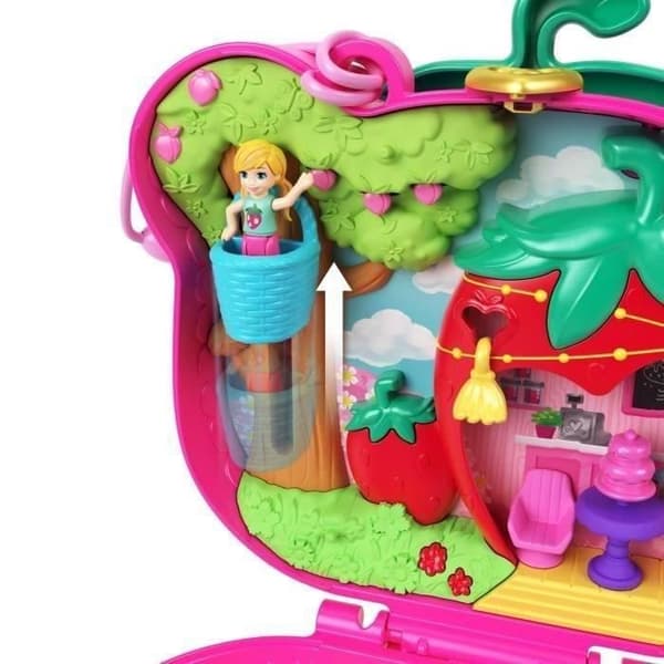 Polly Pocket-Strawberry Bear-Box och figuriner, reseleksak HRD35