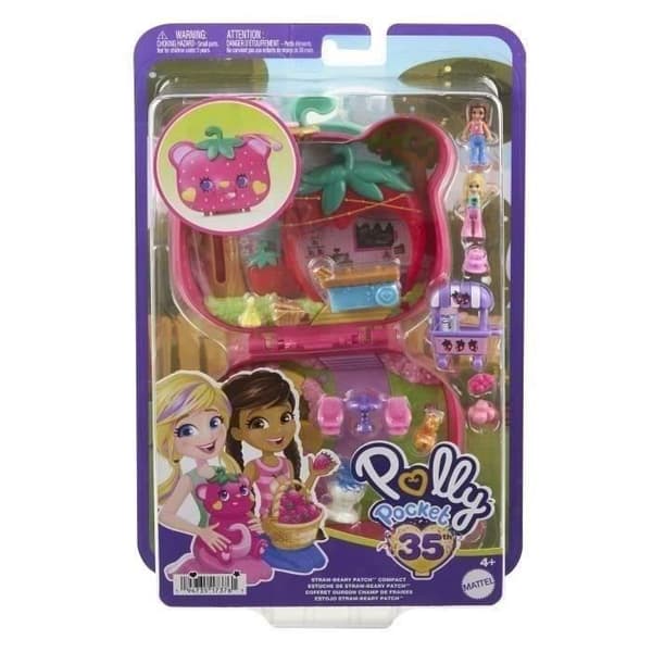 Polly Pocket-Strawberry Bear-Box och figuriner, reseleksak HRD35