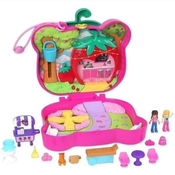 Polly Pocket-Strawberry Bear-Box och figuriner, reseleksak HRD35