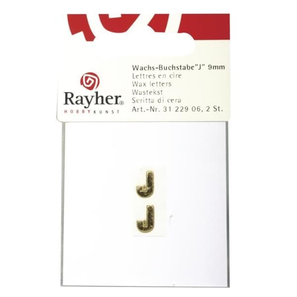Vaxbokstäver -J-, guld, 9mm, tab.-LS 2 st