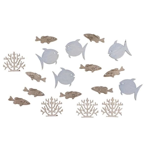 Träminiatyrer Fisk + korall, 2cm, tab.-påse 20st