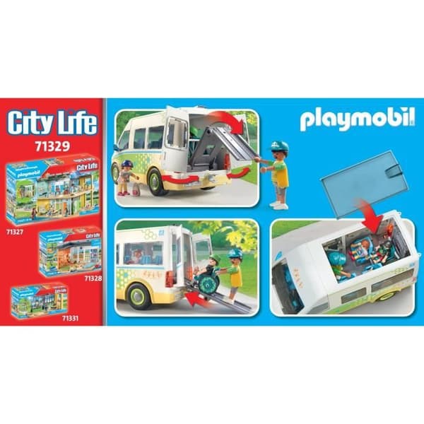 PLAYMOBIL 71329 Skolbuss, Stadsliv, Skola, 53 stycken, från 4 år och uppåt