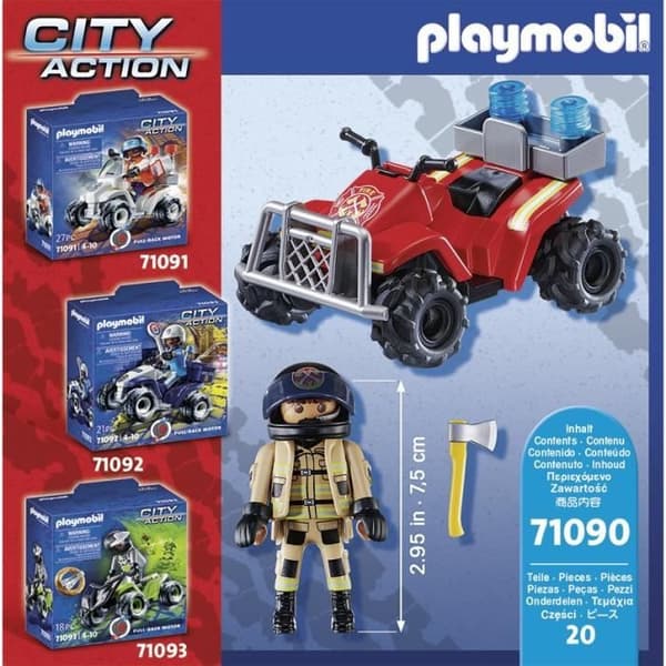 PLAYMOBIL 71090 Brandman och fyrhjuling, City Action, Brandmän, 20 stycken, från 4 år och uppåt