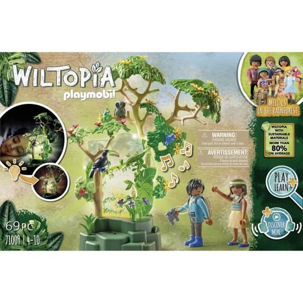 PLAYMOBIL - 71009 - Wiltopia - Tropisk skog med nattljus - Ekologisk leksak för barn från 4 år och uppåt