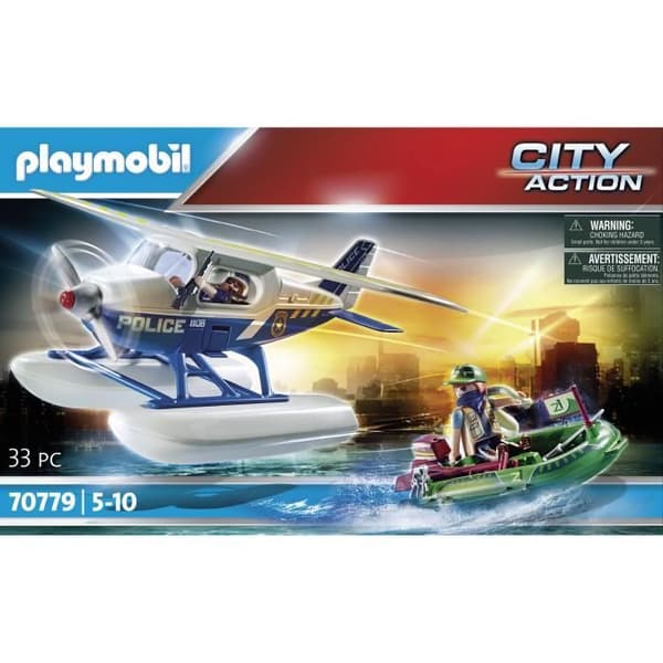 PLAYMOBIL - 70779 - Polis sjöflygplan och bandit - Blå - Playmobil City Action - 33 stycken