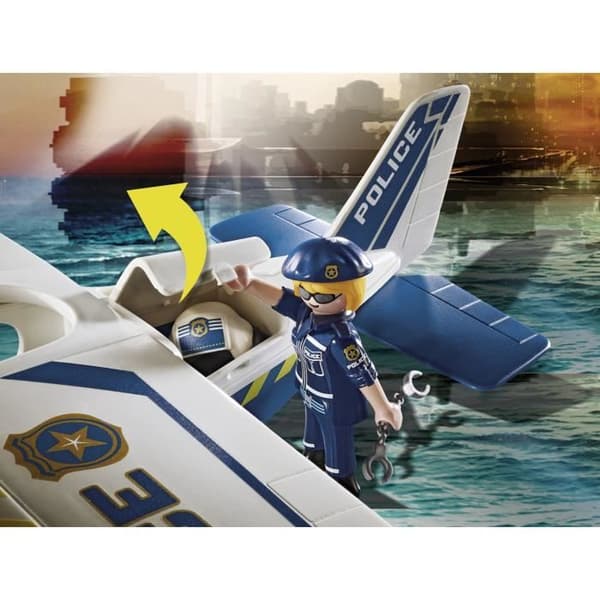 PLAYMOBIL - 70779 - Polis sjöflygplan och bandit - Blå - Playmobil City Action - 33 stycken