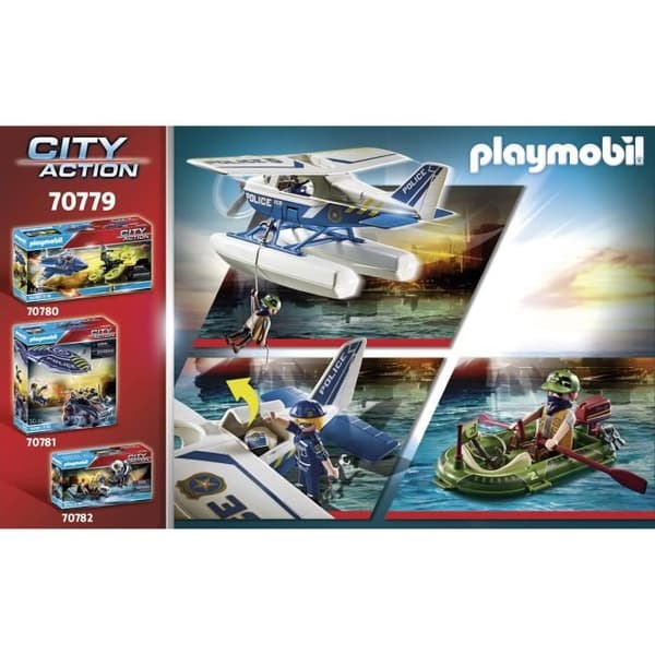 PLAYMOBIL - 70779 - Polis sjöflygplan och bandit - Blå - Playmobil City Action - 33 stycken