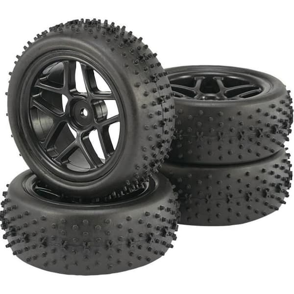 Spike Buggy kompletta hjul - REELY - RE-6549735 - 5 dubbla ekrar - Svart - Däckdiameter 87mm