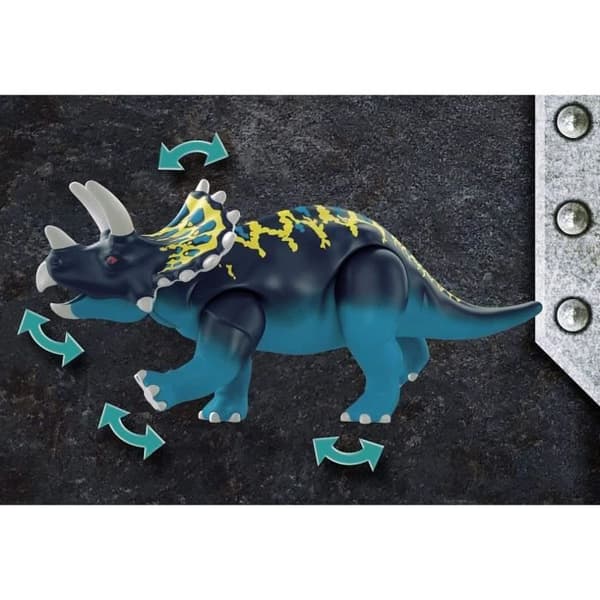 PLAYMOBIL - 70627 - Dino Rise - Triceratops och soldater - Dinosaurie med projektiler och nätkanon - 40 stycken