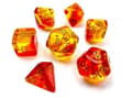 Miniatyrbild 2 av 2: Gemini Translucent Red-Yellow/Gold Polyhedral 7-Die Set