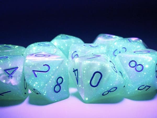 Gemini Pearl Turqoise-White/Blue Set of Ten d10 Dice