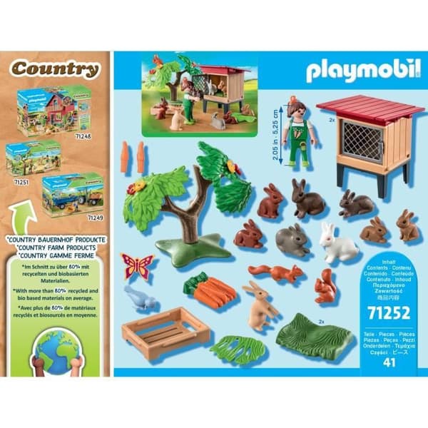 PLAYMOBIL 71252 Barn med inhägnad och kaniner, Country La Ferme, Bondgårdsdjur, Från 4 år