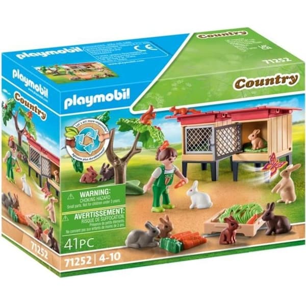 PLAYMOBIL 71252 Barn med inhägnad och kaniner, Country La Ferme, Bondgårdsdjur, Från 4 år