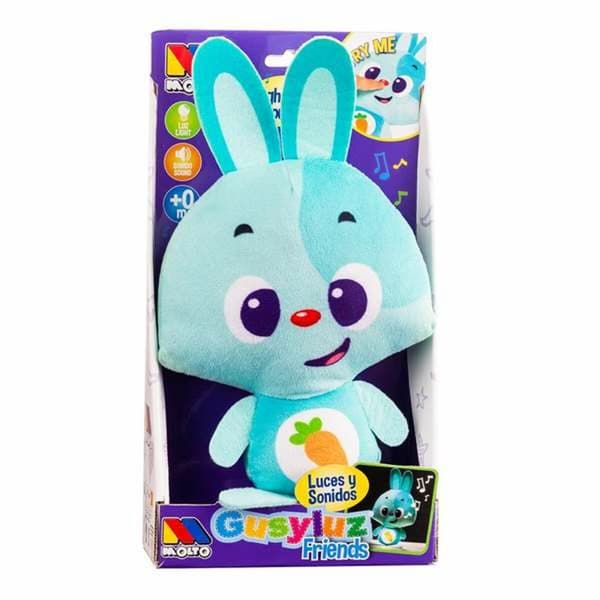 Bamse med Lyd Moltó Gusy luz Baby Bunny Turkisblå 7,5 cm