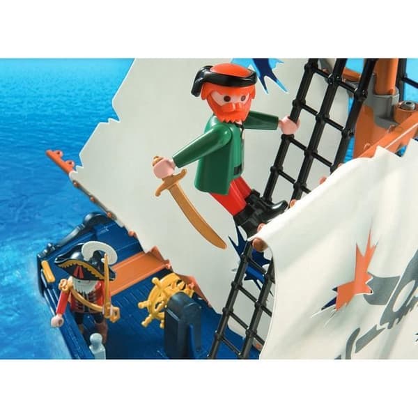 PLAYMOBIL 5810 Piratbåt med kanon, Flyter i vattnet, 3 figurer, 84 delar, Pirater, Från 4 år