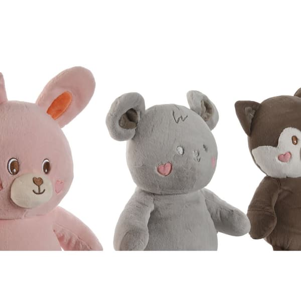 Bamse Home ESPRIT Brun Grå Pink Polyester Dyr 28 x 22 x 32 cm (4 enheder)