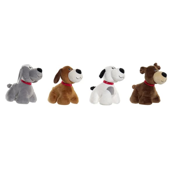 Bamse Home ESPRIT Hvit Brun Grå Polyester Hund 22 x 21 x 26 cm (4 enheter)