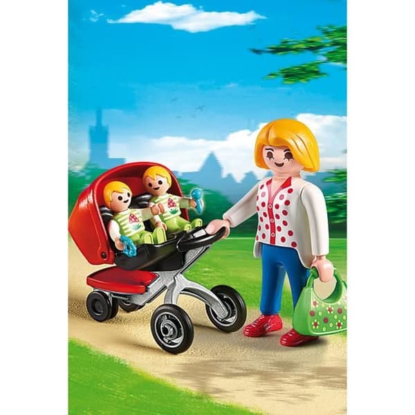 PLAYMOBIL 5573 Mamma med tvillingar och barnvagn, City Life, från 4 år och uppåt
