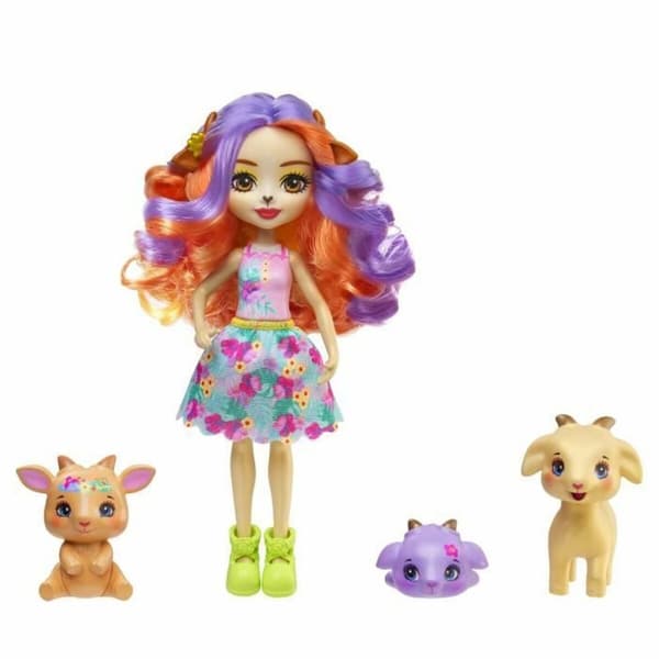 Babydukke med tilbehør Enchantimals Golita Goat Family