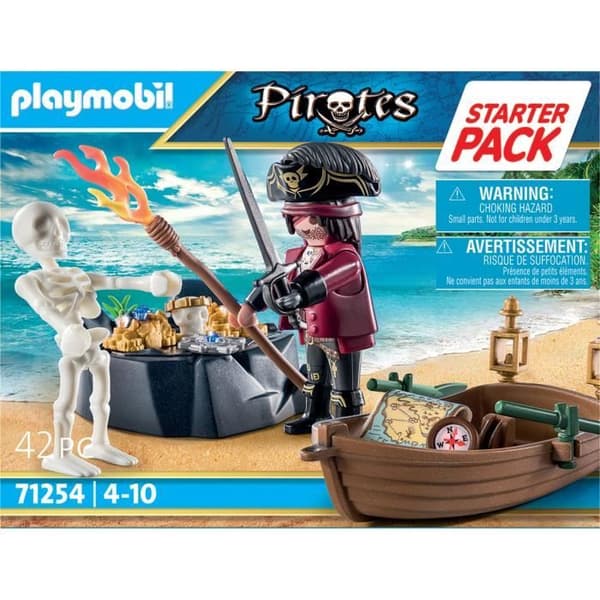 PLAYMOBIL - 71254 - Piraterna - Startpaket Pirat och båt - 42 delar - För barn från 4 år och uppåt