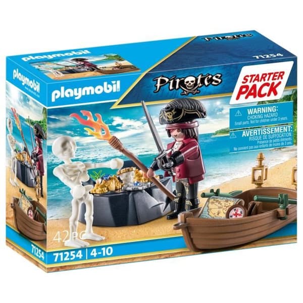 PLAYMOBIL - 71254 - Piraterna - Startpaket Pirat och båt - 42 delar - För barn från 4 år och uppåt