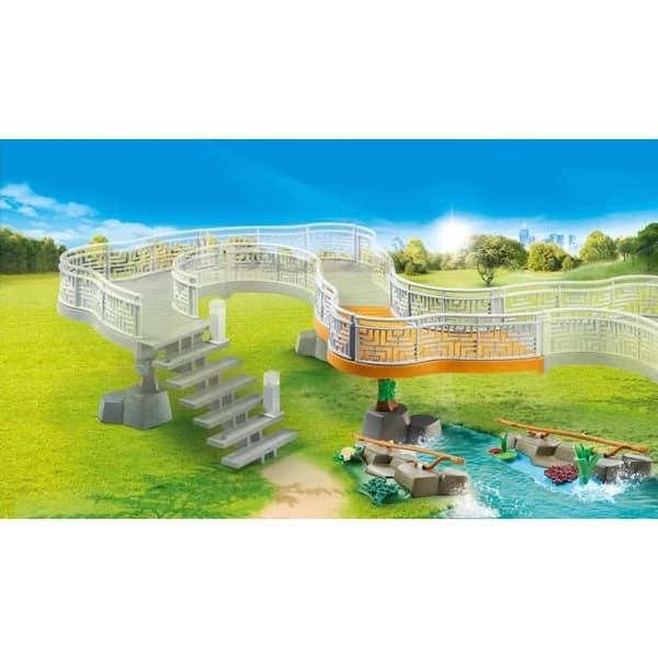 PLAYMOBIL - Förlängning för djurpark - Modell 70348 - 31 stycken - För barn från 4 år och uppåt - Blå
