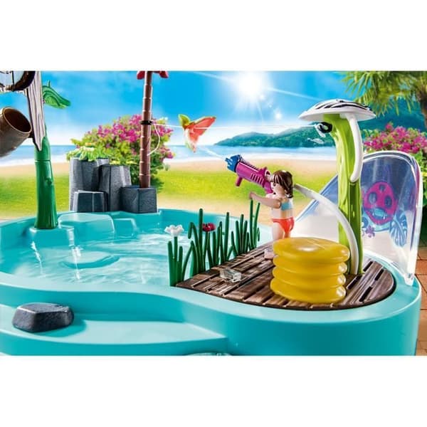 PLAYMOBIL - 70610 - Pool med vattenstråle av plast för barn från 4 år och uppåt