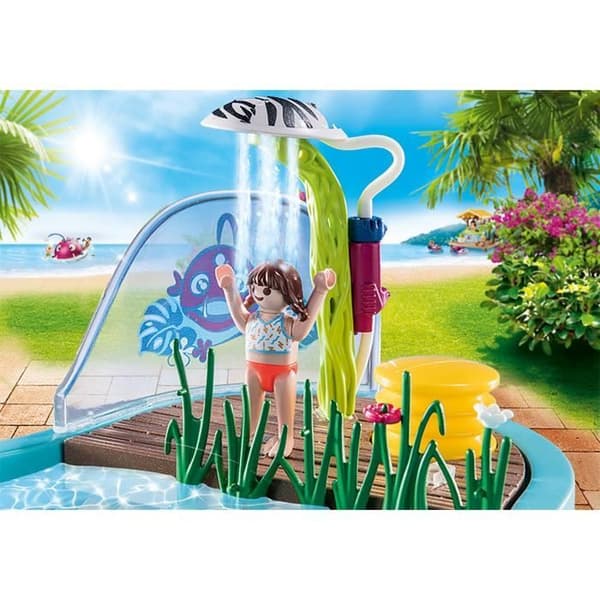 PLAYMOBIL - 70610 - Pool med vattenstråle av plast för barn från 4 år och uppåt