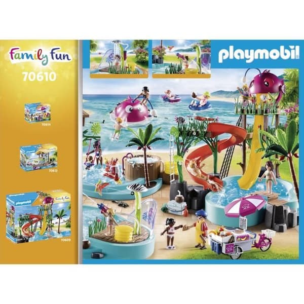 PLAYMOBIL - 70610 - Pool med vattenstråle av plast för barn från 4 år och uppåt