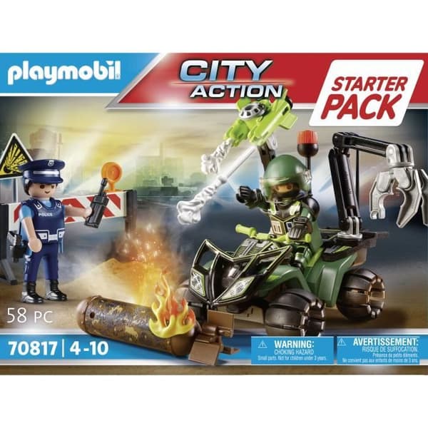 PLAYMOBIL - City Action - Startpaket för polis och minsvepare - Fyrhjuling och tillbehör ingår