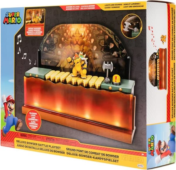Nintendo Super Mario Deluxe Bowser Battle Playset with Lights and Sounds