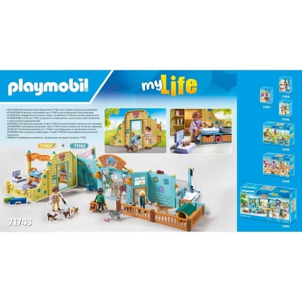 PLAYMOBIL 71743 Hundvårdcentrum med 8 hundar och vårdare, My Life, 94 bitar, Från 4 år