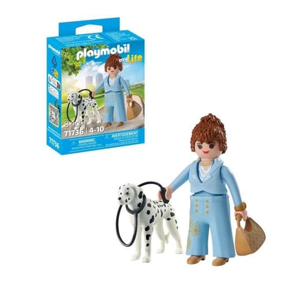 PLAYMOBIL 71736 Affärskvinna med handväska och sin dalmatiner, My Life, 8 delar, Från 4 år