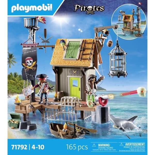 PLAYMOBIL 71792 Piratport med gömställe, fängelse och kanon, 165 delar, Pirater, från 4 år