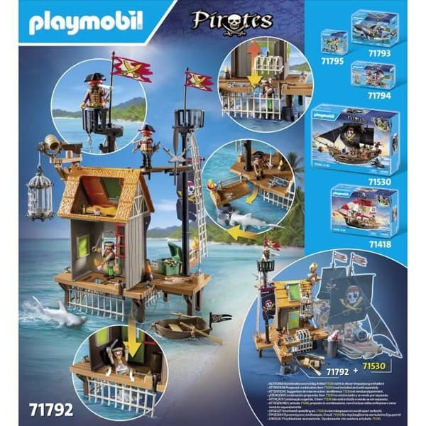 PLAYMOBIL 71792 Piratport med gömställe, fängelse och kanon, 165 delar, Pirater, från 4 år