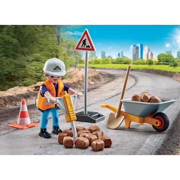 PLAYMOBIL - 71045 - City Action Construction - Vägarbetare - Promo Pack Worker