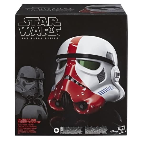 premium elektronisk hjälm Incinerator Stormtrooper, rollspelartikel, Star Wars The Black Series-kollektion, The Mandalorian