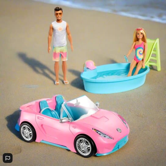 Barbie Playset Beach Dolls Gift Set with Convertible Car