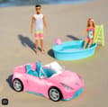 Miniatyrbild 6 av 11: Barbie Playset Beach Dolls Gift Set with Convertible Car