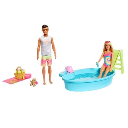 Barbie Playset Beach Dolls Gift Set with Convertible Car