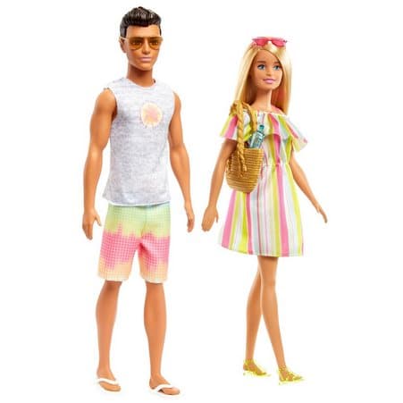 Barbie Playset Beach Dolls Gift Set with Convertible Car
