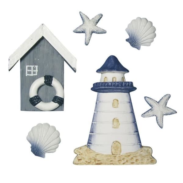 Polyresin miniatyrer: Beach house, cm, tab-bag 6st