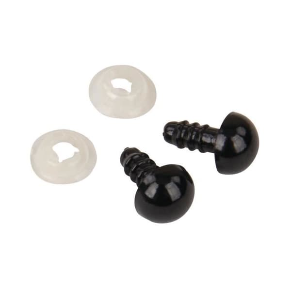 Säkerhetsöglor i plast - RAYHER - 8mm - svarta - set om 10 st med brickor