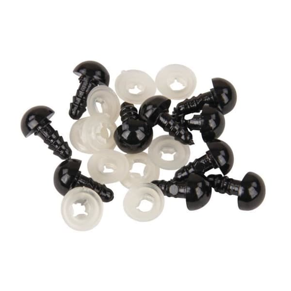 Säkerhetsöglor i plast - RAYHER - 8mm - svarta - set om 10 st med brickor