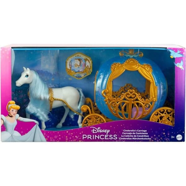 Askungens vagn - MATTEL - Disneyprinsessor - Gyllene detaljer - Vit häst - Från 3 år