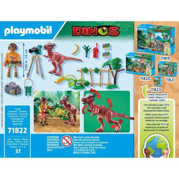 PLAYMOBIL 71822 Stygimoloch, forskare och tillbehör, Dinos, 37 delar, Från 4 år